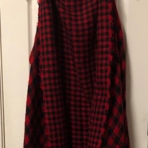 Red and Black Plaid Waterfall Reversible Vest
